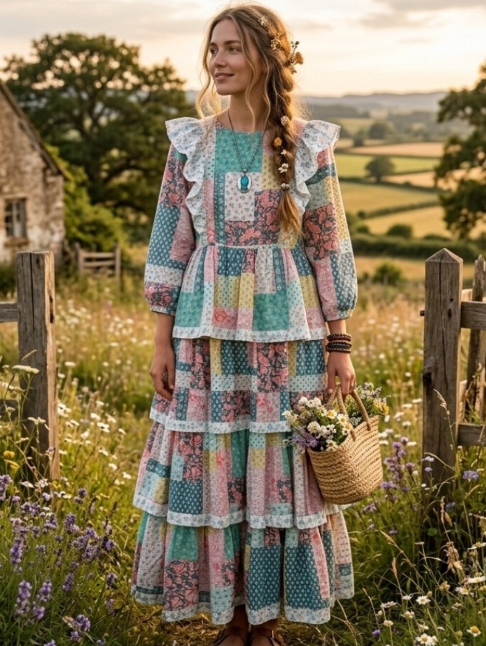 Simply Southern Pastel Patchwork Maxi Dress - NWT